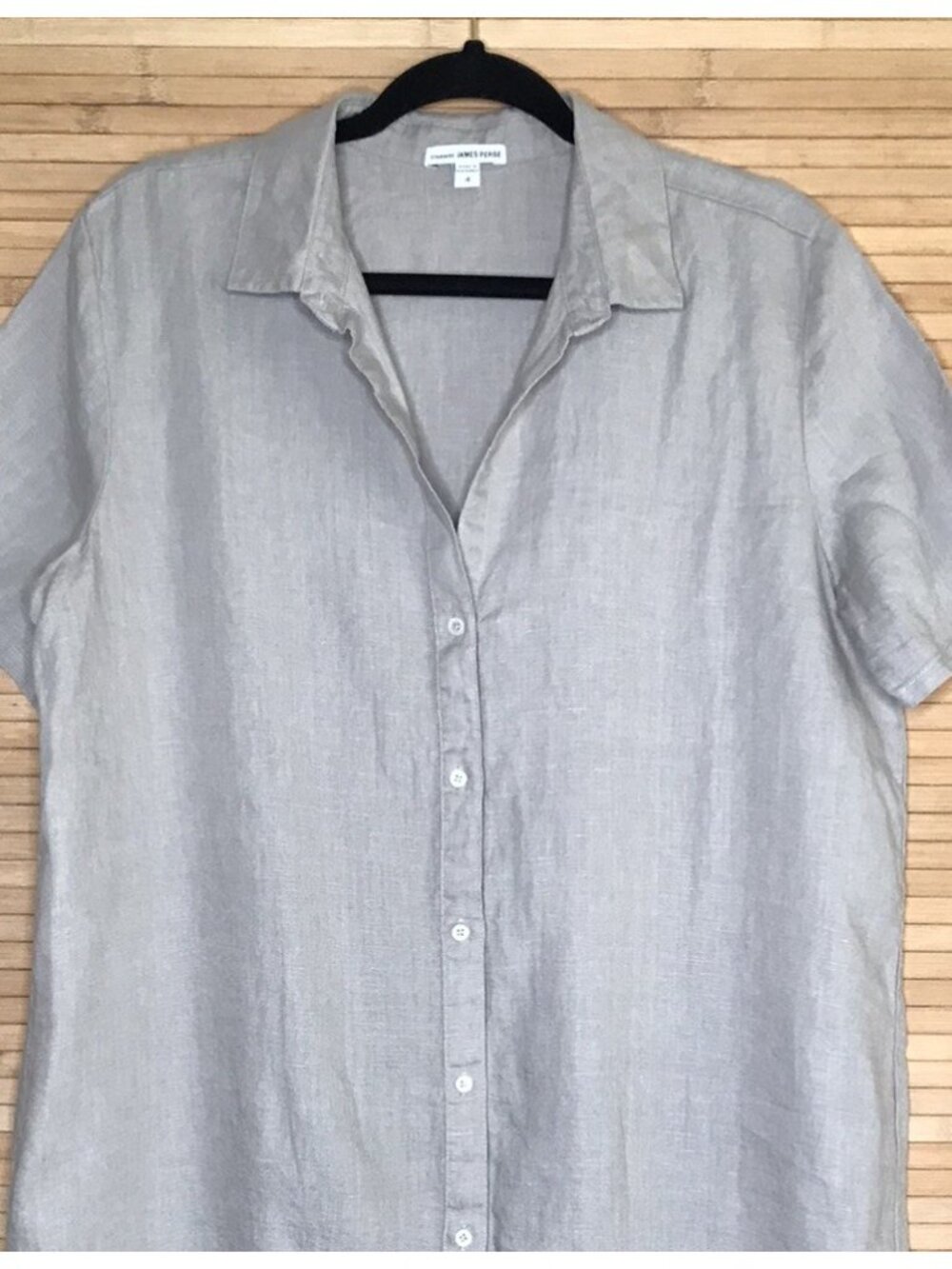STANDARD JAMES PERSE 100% Linen Button Down Shirt Dress sand tan Size 4 - Picture 2 of 5